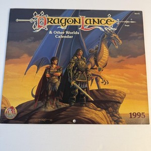 Vintage 1995 Dragonlance & Other Worlds Wall Calendar TSR Fantasy Dragon Art D&D