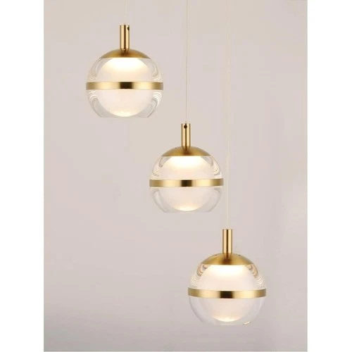 ET2 E24593-93NAB Swank Metal Band with Acrylic/Frosted Orb Round Pendant Ceiling - Picture 7 of 7