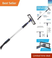 60" Quick Lock Pivoting Head Snowbroom with Squeegee & Ice Scraper - Black