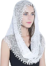 Velo blanco infinito mantilla catolica para misa y cubrir de el cabeza mujer