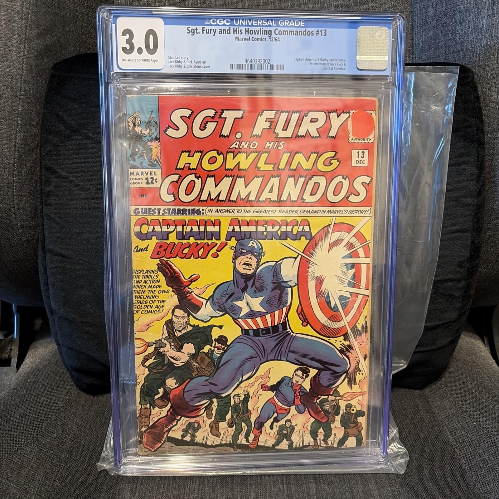 SGT. FURY AND HIS HOWLING COMMANDOS # 13 CAPTAIN AMERICA  1964 CGC 3.0