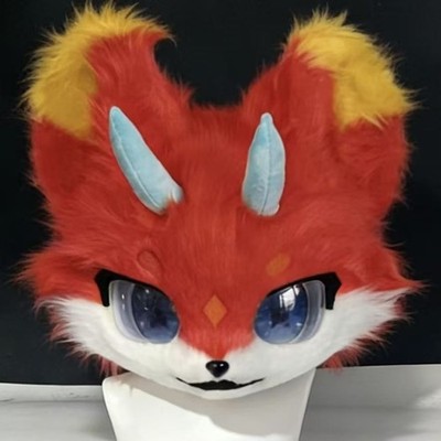 Fursuit Long haired Dog Fox Mascot Party Halloween Fur Cosplay(head)