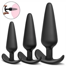 3PCS Silicone Anal Training Starter Kits Beginner Anal Trainer Butt Plug Set US
