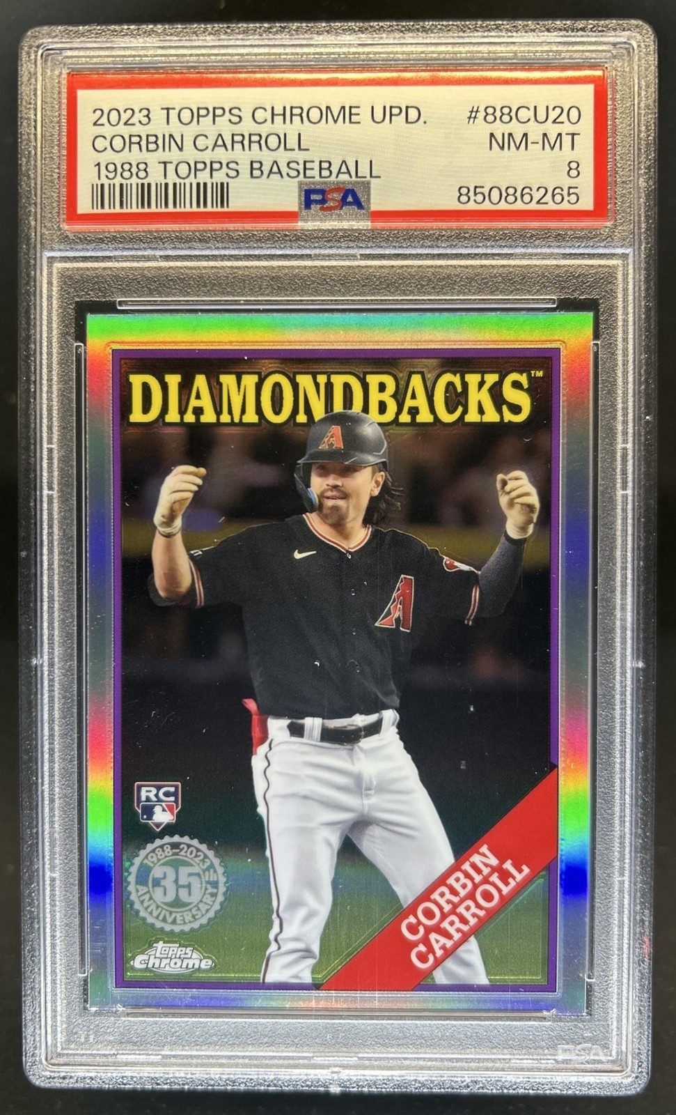 2023 Topps Chrome Update Corbin Carroll 1988 RC Rookie #88CU-20 PSA 8