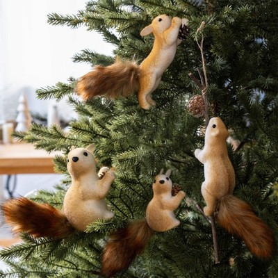 Weihnachtsbaum Eichhörnchen Anhänger Urlaub Party 3D süß behaart Hängedeko