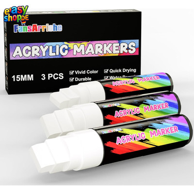 Acryl Marker 15mm Jumbo-Filzspitze Wasserfest Permanent Schwarz-Weiß Stifte 3