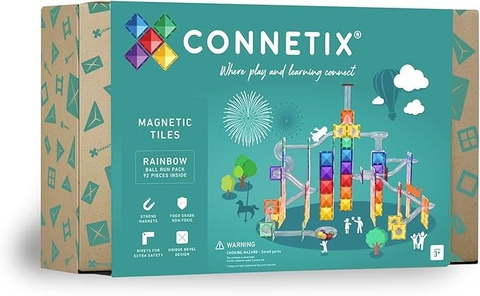 CONNETIX Magnetic Tiles - Ball Run Pack 92 Piece STEM Toy
