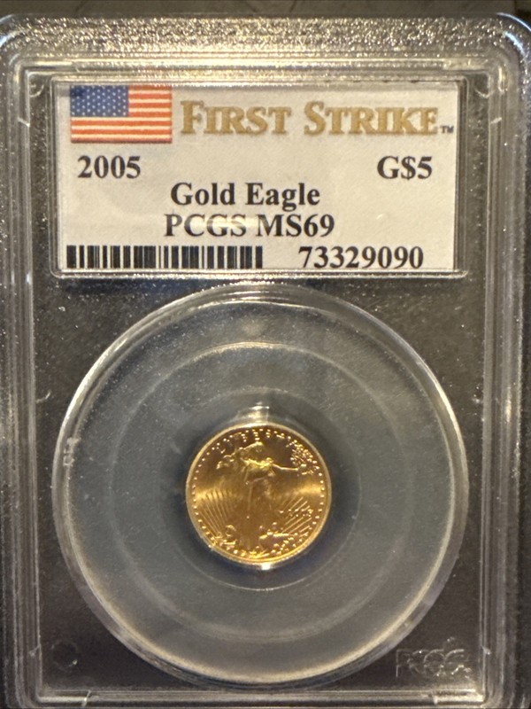 2005 $5 Gold American Eagle PCGS MS69 First Strike 1/10oz