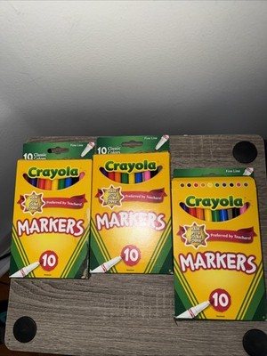 Crayola Broad Line Markers 10 Classic Colors Kids Art Lot of 3 Packs