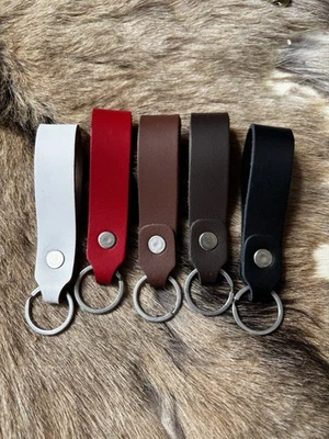 Leder Schlüsselanhänger in 5 Farben mit Wunschprägung möglich, Echtleder - Bild 1 von 4