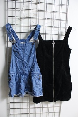 2 x Primark Damen gemischtes Cord Kleid + Denim Latzhose - Größe 8 (i95)