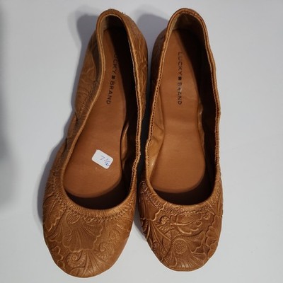 Lucky Brand Womens Shoes LK-EMMIE Sable Flowers 7.5 Ballet Flat New Brown 