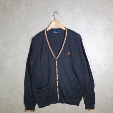 Fred Perry V-Neck Cardigan Men?s Large Black TC1803
