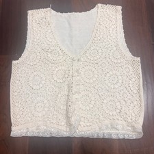 Y2K Crochet Lace Vest   Vintage Boho Vibes