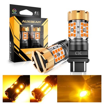 AUXBEAM 3000K Amber 3157 CK Socket LED Turn Signal Light Bulbs Super Bright 2pcs