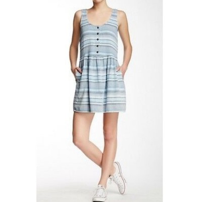 Current/Elliot Blue Desert Mirage Striped Linen Dress size 1 Small
