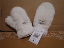 UGG KIDS FAUX FUR MITTENS, CLOUD WHITE, NWT, 4-6 YEARS NWT