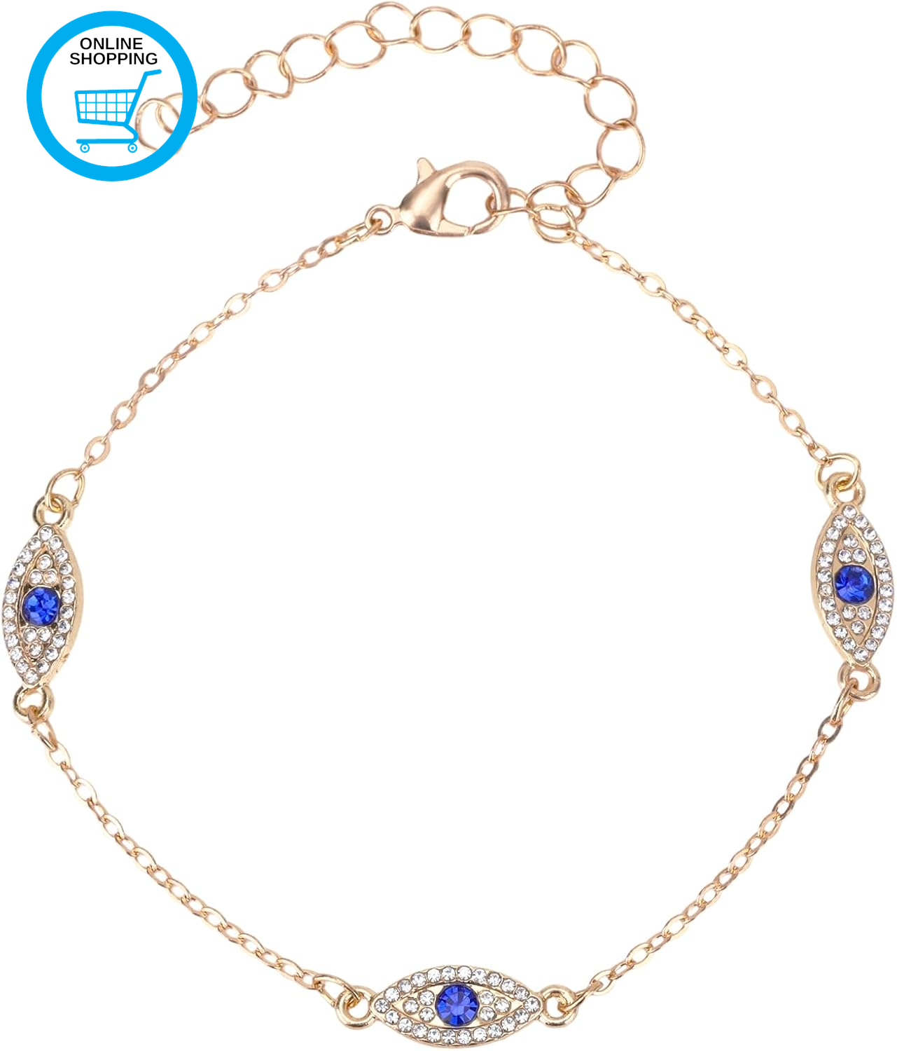 Gold Evil Eye Anklet for Women, Adjustable Boho Evil Eye Anklet Bracelet Waterpr