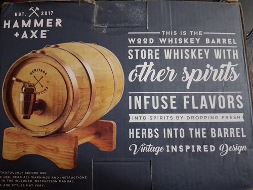 Hammer + Axe Wood Whiskey Barrel 27oz 800ml Infuses Flavors Inspired Design NIB