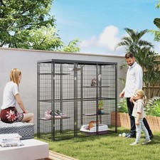 PawHut Weld Wire Catio Outdoor Indoor w/ Waterproof Cover, for 1-3 Kittens