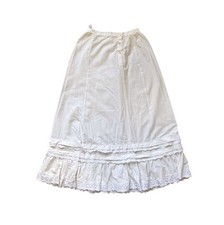 Vintage 70s White Cream Cottagecore Prairie Midi Skirt Lace Boho Edwardian 0