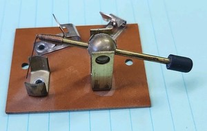 Crystal Detector Stand w/ Lever Arm & Spring. Phosphor Bronze Cats Whisker