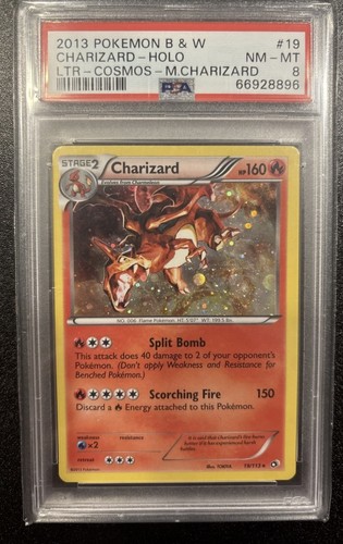 2013 POKEMON B&W LEGEND TREASURES COSMOS-MEGA CHARIZARD #19 CHARIZARD-HOLO PSA 8