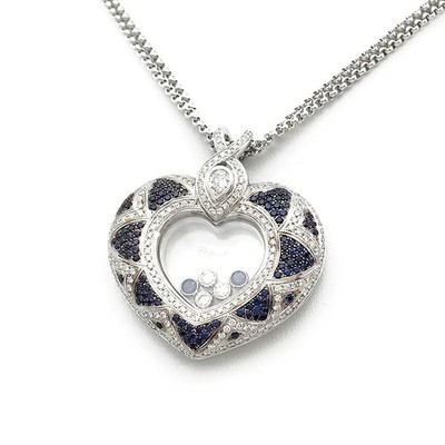 Chopard Happy Necklace Necklace Pearl Diamond Diamond Sapphire 750WG P0053612