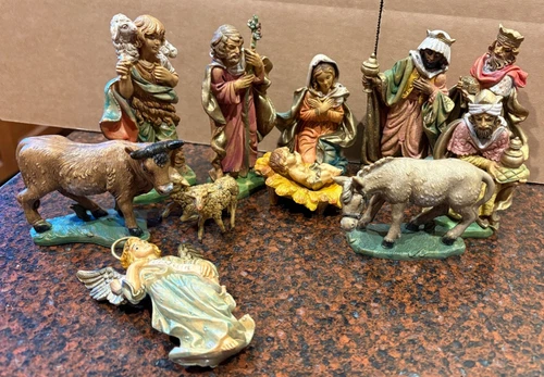Vintage Fontanini? Nativity Figures Set 5" 13-Pieces Jesus Mary Joseph Animals
