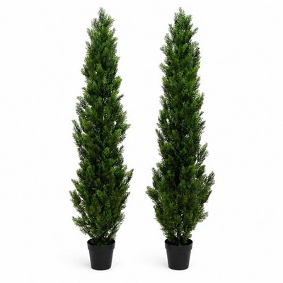 6' UV Cedar Pine Artificial Topiary Tree Home Decor Indoor/Outdoor Pack 2
