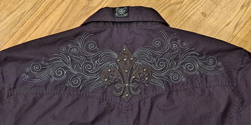 HOUSE OF LORDS El Chapo Narco 衬衫男式尺寸 3XL 紫色长袖休闲西部 — 第 3/4 张图片