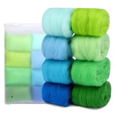 2.82oz Needle Felting Wool, 8 Colors Wool Roving for Needle Felting, Nature W...