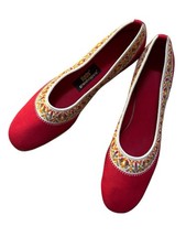 KEDS Grasshoppers Slip-On Flats Red Canvas Aztec Embroidered Trim Size 8 NEW