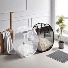 Household Laundry Basket Large Capacity Dirty Clothes Basket Foldable Mesh Dirty