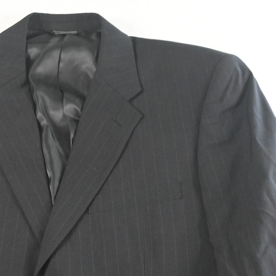 Vtg Structure 40R 34x30 Black Stripe Y2K Baggy Mens Jacket Pants Suit - Image 3 of 4