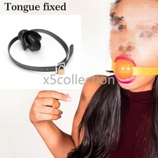 Silicone Open Mouth Gag Tongue Fix Fetish Dilator Ball Oral for Couple with Lock