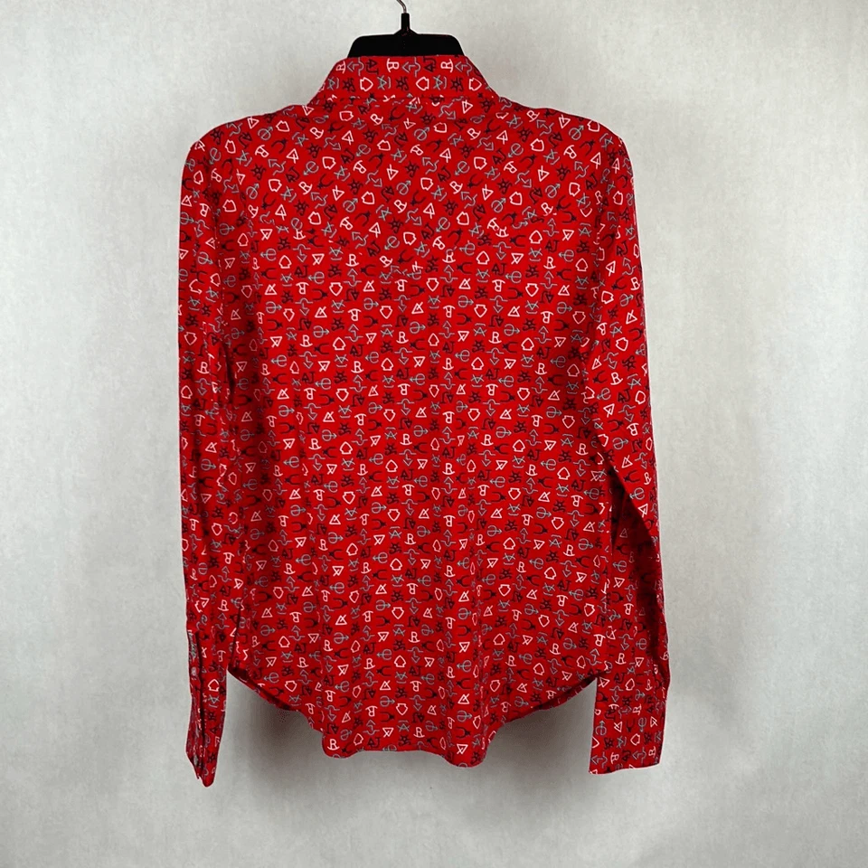 NUEVO CON ETIQUETAS Camisa Cruel Denim Botón a Presión Frontal Manga Larga Talla S Roja Ranch Brands Wester Foto 4 de 4