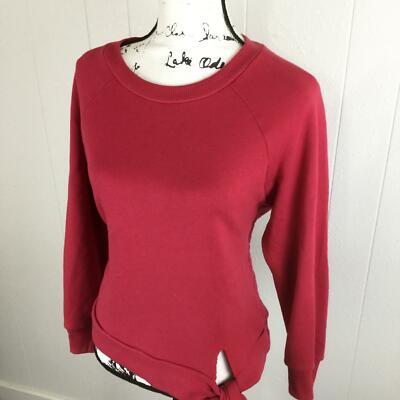 TEN SIXTY SHERMAN Round Neck Tie Front Red Pullover Sweatshirt Women's Size S