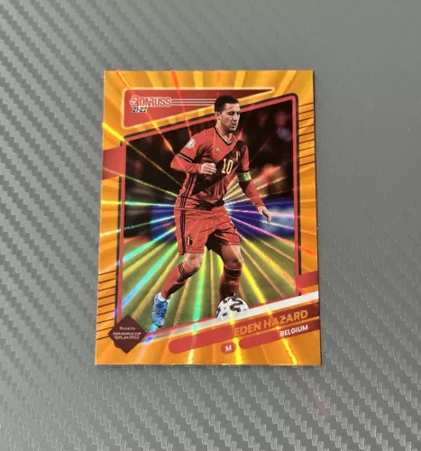 2021-22 Panini Donruss Road to Qatar Eden Hazard #10 Orange Laser Holo Belgium