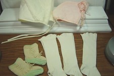 VINTAGE BABY ITEMS-BONNETS, BOOTIES  SOCKS
