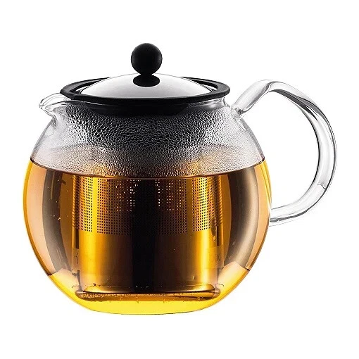 Bodum 1801-16 ASSAM Tea Press Stainless Steel Filter 1.0L 34oz Chrome (3 Pcs)