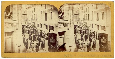 Stereo Foto Deliee & Waliser um 1860 Prozession Fest Gott in Vernon