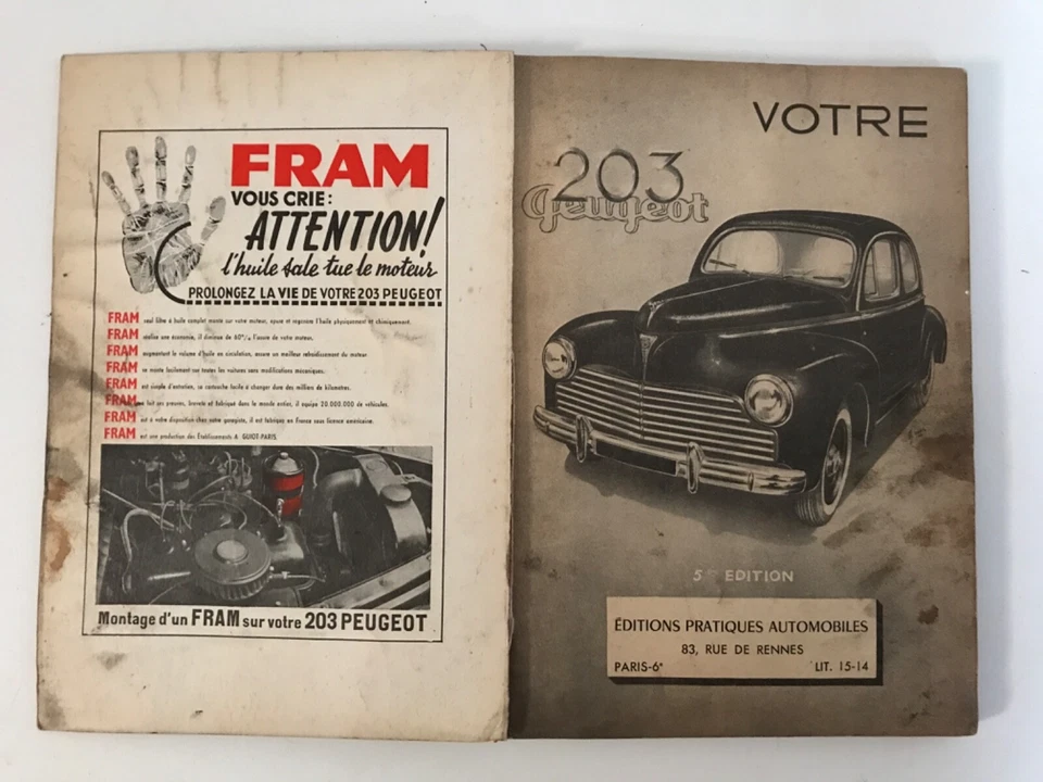 collection votre voiture revue technique peugeot 203 5ieme edition - Photo 2/3