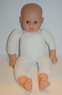 Vinyl Head Arms Legs Baby Doll 18'' Blue Sleep Eyes Cloth Body Open Mouth JY1801