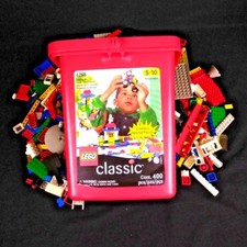 4lb lot of LEGOS Random Pieces W/ Some Car Parts Carry Case