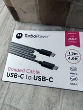 Original Motorola Turbo Power Fast braided USB-C to USB-C Cable new, US seller.