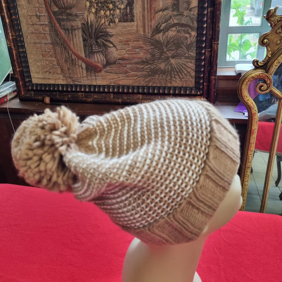 Gorro MK Michael Kors Pom Tejido Beige Talla Única Foto 3 de 4