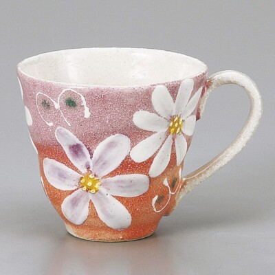 Mino ware Japanese pottery Mug Coffee Tea cupWhite mori Flower glaze Mug Japan