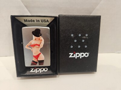 New Zippo Pin-up HAT TRICK Chrome Lighter Sealed 2013