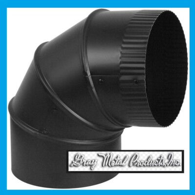 GRAY METALS - Black Stove Pipe 6'' x 90 Deg Adjustable Elbow 24 Gauge NEW!